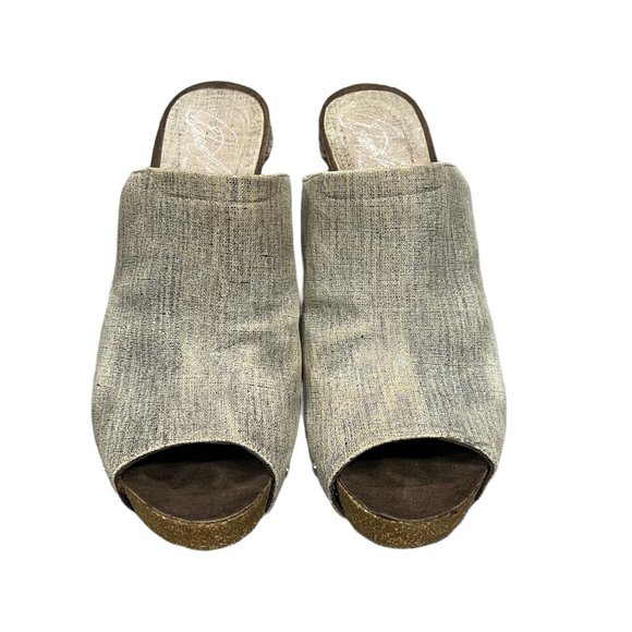 Donald J Pliner Metallic Studded Peep Toe Heeled Mules Size 6.5M - Picture 3 of 8